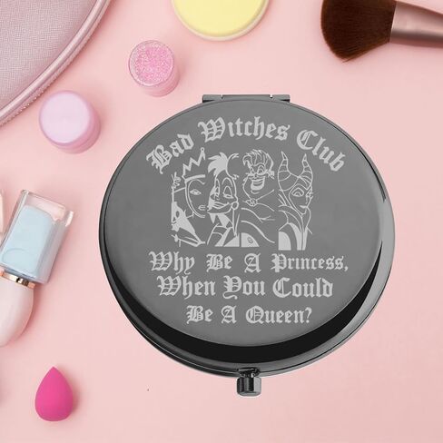 KEYCHIN Villains Club Pocket Mirror Evil Queen Fans Gifts Bad Witches Club When Be A Princess When You Could Be A Queen Compact Makeup Mirror (Bad Witches-S) in Kuwait