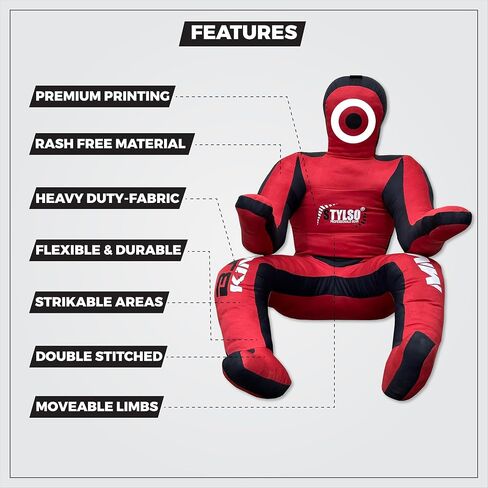 Grappling Dummy for Adults, Unfilled Wrestling Dummy, Hanging Jiu Jitsu Dummy for BJJ, MMA, Judo, Karate, Martial Arts Dummy with Rope and Holder in Saudi Arabia