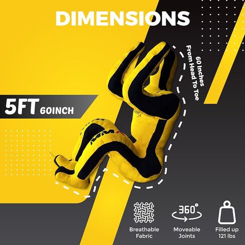 Grappling Dummy for Adults, Unfilled Wrestling Dummy, Hanging Jiu Jitsu Dummy for BJJ, MMA, Judo, Karate, Martial Arts Dummy with Rope and Holder in Kuwait