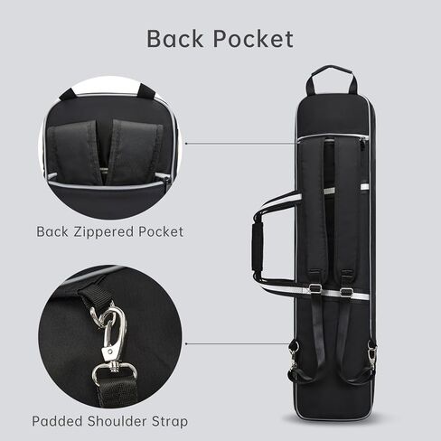Pool Cue Case Soft Padded - Pool Stick Case 4x5 with Multi-pocket for 4 Butts and 5 Shafts Billiard Cue Carrying Case with Backpack Straps for Billiards Accessories Black in Saudi Arabia