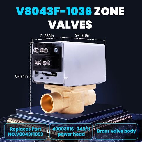 صمام المنطقة V8043F1036، يستبدل رأس استبدال هانيويل V8043F1093 40003916-048/U، المحرك ثنائي الاتجاه 4 أسلاك 24 فولت، مغلق عادة 3/4 اتصال العرق in Kuwait