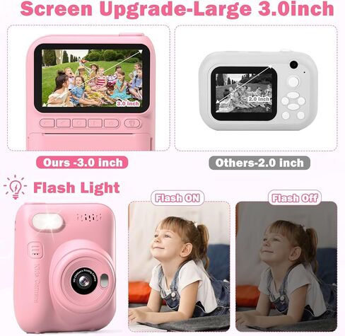 طباعة فورية لكاميرا الأطفال، كاميرات فيديو رقمية 3.0 HD 1080P مع ورق طباعة، هدايا عيد الميلاد للأطفال الصغار من الأولاد والبنات، لمدة 3 4 5 6 7 8 9 10 سنوات لعبة محمولة (أرجواني) in Kuwait