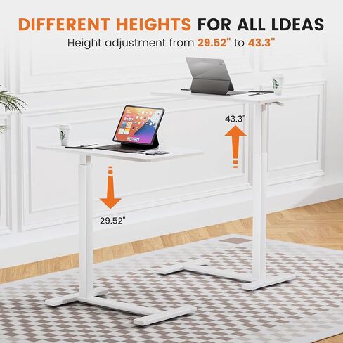 Overbed Bedside Table with Wheels, Mobile Standing Desk Adjustable Height, Modern Portable Rolling Bed Table for Laptop Computer Writing, Hospital & Home Use, White in Saudi Arabia