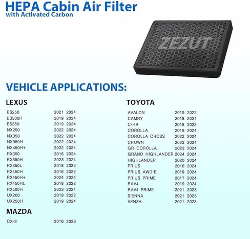 فلتر هواء المقصورة من الكربون المنشط المنظم على شكل قرص العسل، متين وقوي، CF12157 لاختيار لكزس، مازدا، سوبارو وتويوتا أفالون، كامري، كورولا، هايلاندر، بريوس، راف 4، سيينا، فينزا (عبوة واحدة) in Kuwait