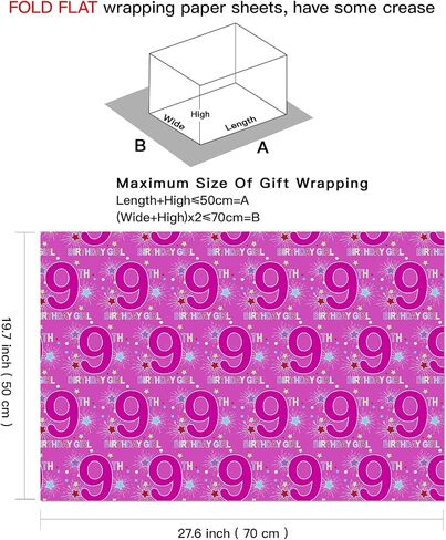 RUSPEPA Birthday Wrapping Paper Sheets with Star and Number 6 Pattern Great for Birthday Gift Wrap, 6 Fold on Sheets Each Set, 27 inches x 19 inches - 6th Birthday Girl in Saudi Arabia