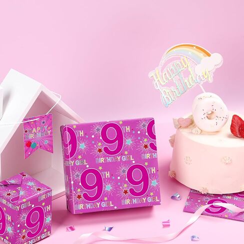RUSPEPA Birthday Wrapping Paper Sheets with Star and Number 6 Pattern Great for Birthday Gift Wrap, 6 Fold on Sheets Each Set, 27 inches x 19 inches - 6th Birthday Girl in Saudi Arabia