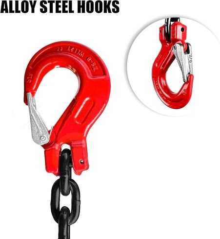 Chain Sling 5/16 Inch x 5 Ft Lifting Chains Double Leg with Grab Hooks Chain Slings for Lifting 3 Ton Capacity Lifting Slings G80 Alloy Steel Engine Lift Chain for Cargo Security Towing in Saudi Arabia