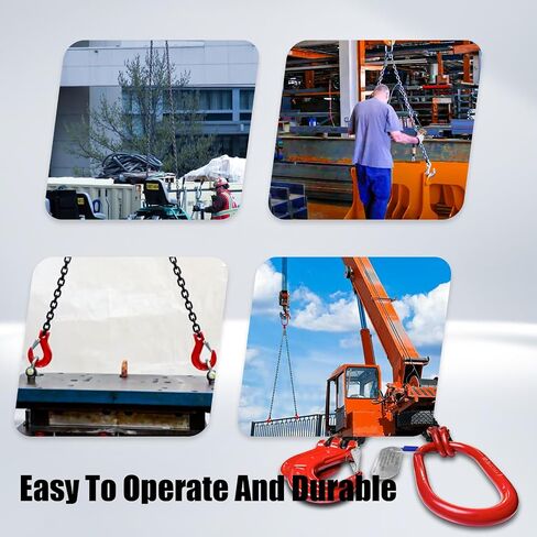 Chain Sling 5/16 Inch x 5 Ft Lifting Chains Double Leg with Grab Hooks Chain Slings for Lifting 3 Ton Capacity Lifting Slings G80 Alloy Steel Engine Lift Chain for Cargo Security Towing in Saudi Arabia