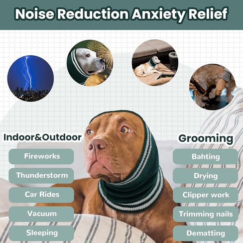 Nanaki Dog Ear Covers for Noise Bath No Shake Ear Wraps for Dogs Hematoma Dog Fireworks Anxiety Relief Calming Hoodie Dog Grooming Ear Cover Quiet Dog Head Wrap Force Drying Thunderstorm Ears for Dogs in Kuwait