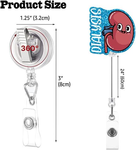 Dialysis Technician Retractable Glitter Irregular Badge Reel with Alligator Clip, Funny Badge Holder Gift for Dialysis Tech Nephrology Kidney Doctor Nurse MD RN Nursing Medical Work Office in Kuwait