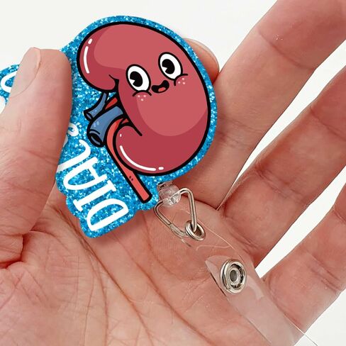 Dialysis Technician Retractable Glitter Irregular Badge Reel with Alligator Clip, Funny Badge Holder Gift for Dialysis Tech Nephrology Kidney Doctor Nurse MD RN Nursing Medical Work Office in Kuwait