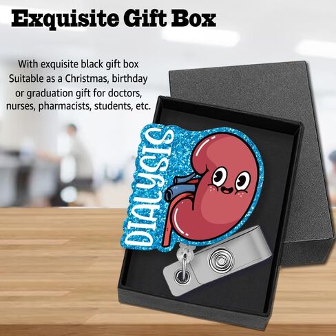 Dialysis Technician Retractable Glitter Irregular Badge Reel with Alligator Clip, Funny Badge Holder Gift for Dialysis Tech Nephrology Kidney Doctor Nurse MD RN Nursing Medical Work Office in Kuwait