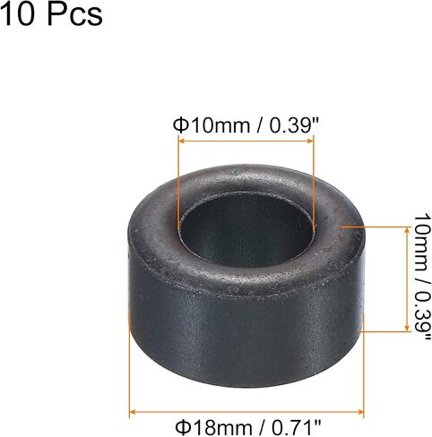 PATIKIL Ferrite Toroid Core 18mm x 10mm x 10mm, 10 Pack Transformer Inductor Coil Ring, Black in Saudi Arabia