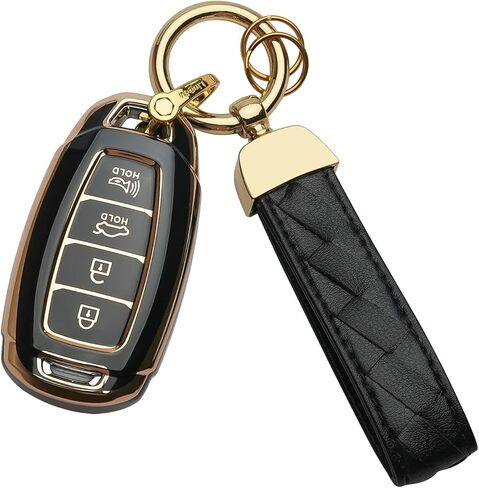 لسلسلة مفاتيح Hyundai Key Fob Cover مناسبة لعام 2019 2020 2021 Hyundai Fe Palisade Kona Elantra GT Veloster 4 5 أزرار حافظة مفاتيح ذكية (أخضر زيتوني، 5 أزرار) in Kuwait