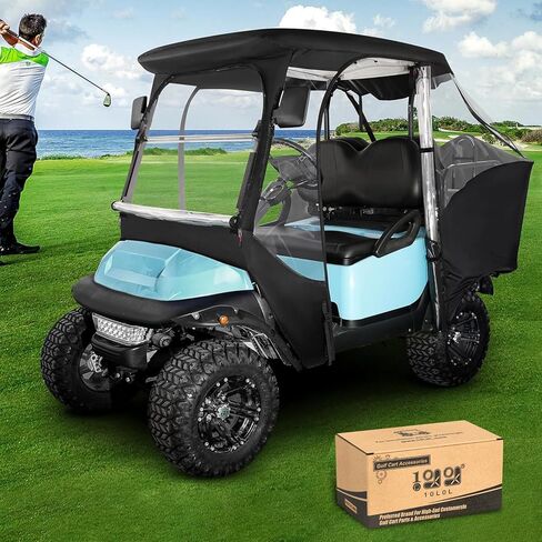10L0L حاوية عربة الجولف لسيارة النادي 4 غطاء عربة الجولف للركاب 4 جوانب بسحاب أبواب محمولة 360 درجة نافذة شفافة بانورامية (لسيارة النادي السابقة) in Kuwait