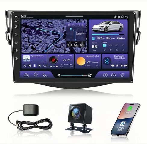 راديو سيارة 5GWiFi 4+32G لسيارة Toyota RAV4 2006-2012 - Apple Carplay Android Auto Car Stereo مع شاشة لمس 9 بوصة 1280 * 800 IPS بلوتوث GPS للملاحة 1080P كاميرا احتياطية SWC RDS FM in Kuwait