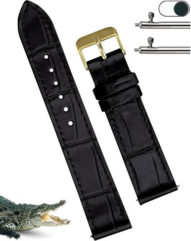 Full Grain Leather Watch Band Men Quick Release Handmade Alligator Crocodile Replacement Watch Strap 18mm 19mm 20mm 21mm 22mm Deployment Buckle in Saudi Arabia