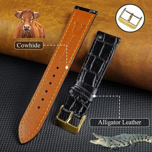 Full Grain Leather Watch Band Men Quick Release Handmade Alligator Crocodile Replacement Watch Strap 18mm 19mm 20mm 21mm 22mm Deployment Buckle in Saudi Arabia