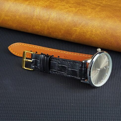 Full Grain Leather Watch Band Men Quick Release Handmade Alligator Crocodile Replacement Watch Strap 18mm 19mm 20mm 21mm 22mm Deployment Buckle in Saudi Arabia