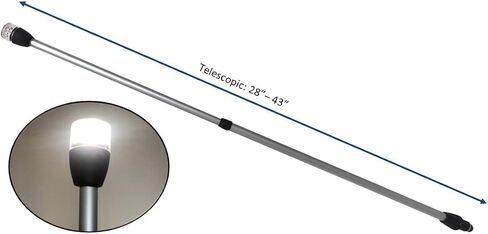 Pactrade Marine LED 28-43" All-Round Long White Stern Light Plugin Aluminum Pole Telescopic in Saudi Arabia