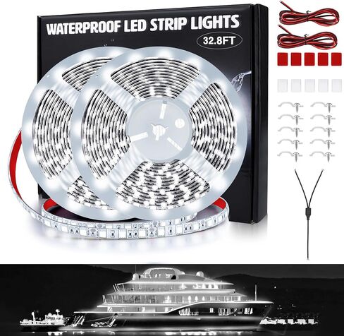 LED Boat Lights 32.8ft (2 Rolls of 16.4ft), LED Boat Strip Lights, Waterproof Boat Interior Light, Pontoon, Bass Boat, Kayak, Jon Boat, Cabin, Deck, Boat Navigation Lights(Red) in Saudi Arabia