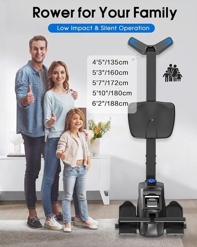 WELLFIT Rowing Machine, Magnetic Rowing Machine for Home, Low-Impact, Compact Upright Storage Rower for Small Space, Portable 34LBS Easy to Move, 300lbs Weight Capacity, Works with Kinomap in Saudi Arabia