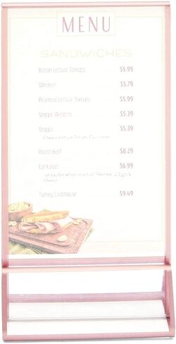 حامل لافتات من الأكريليك الشفاف من Stockroom Plus بحواف ذهبية وردية، حامل رأسي (4 × 6 بوصات، 6 عبوات) in Kuwait