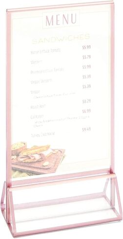 حامل لافتات من الأكريليك الشفاف من Stockroom Plus بحواف ذهبية وردية، حامل رأسي (4 × 6 بوصات، 6 عبوات) in Kuwait