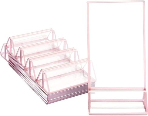 حامل لافتات من الأكريليك الشفاف من Stockroom Plus بحواف ذهبية وردية، حامل رأسي (4 × 6 بوصات، 6 عبوات) in Kuwait