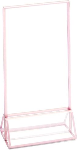 حامل لافتات من الأكريليك الشفاف من Stockroom Plus بحواف ذهبية وردية، حامل رأسي (4 × 6 بوصات، 6 عبوات) in Kuwait