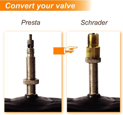 VANSIHO Aluminum Presta to Schrader Converter Car Valve Adapter Bicycle Bike Tube Pump Air Compressor Tools 5pcs (Black) in Kuwait