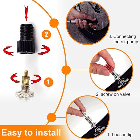 VANSIHO Aluminum Presta to Schrader Converter Car Valve Adapter Bicycle Bike Tube Pump Air Compressor Tools 5pcs (Black) in Kuwait