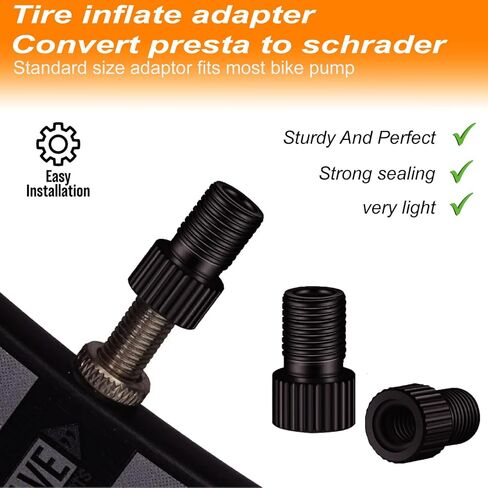 VANSIHO Aluminum Presta to Schrader Converter Car Valve Adapter Bicycle Bike Tube Pump Air Compressor Tools 5pcs (Black) in Kuwait