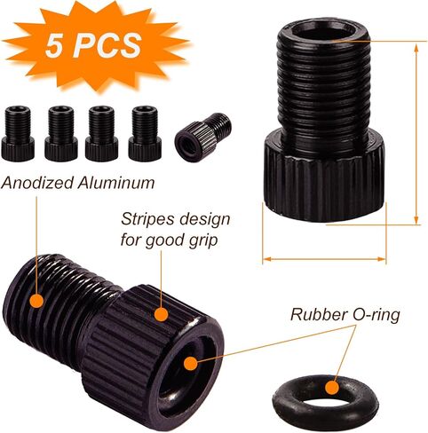 VANSIHO Aluminum Presta to Schrader Converter Car Valve Adapter Bicycle Bike Tube Pump Air Compressor Tools 5pcs (Black) in Kuwait