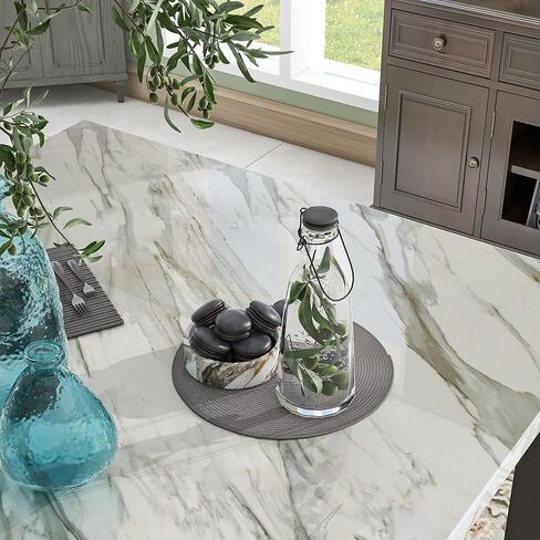 5-Piece Counter Height Dining Table Set, Elegant Faux Marble Top Dining Table with 4 Upholstered Velvet Chairs, Perfect for Kitchen & Living Room Furniture, Blue in Kuwait