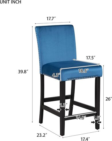 5-Piece Counter Height Dining Table Set, Elegant Faux Marble Top Dining Table with 4 Upholstered Velvet Chairs, Perfect for Kitchen & Living Room Furniture, Blue in Kuwait