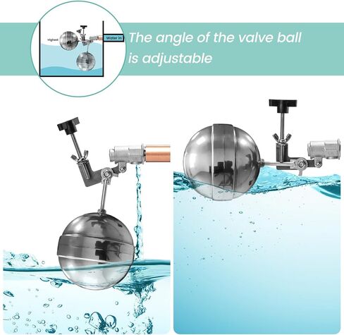 صمام تعويم ملء تلقائي لحمام السباحة، صمام تعويم برغي قابل للتعديل من Briidea مع خيط ذكر NPT بديل مقاس 3/8 بوصة، مثالي للنافورة وحمامات السباحة والمنتجعات الصحية وخزانات المياه in Kuwait