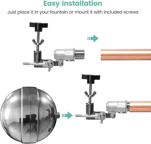 صمام تعويم ملء تلقائي لحمام السباحة، صمام تعويم برغي قابل للتعديل من Briidea مع خيط ذكر NPT بديل مقاس 3/8 بوصة، مثالي للنافورة وحمامات السباحة والمنتجعات الصحية وخزانات المياه in Kuwait