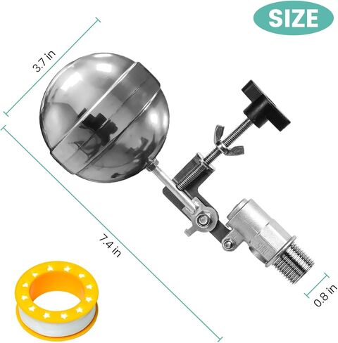 صمام تعويم ملء تلقائي لحمام السباحة، صمام تعويم برغي قابل للتعديل من Briidea مع خيط ذكر NPT بديل مقاس 3/8 بوصة، مثالي للنافورة وحمامات السباحة والمنتجعات الصحية وخزانات المياه in Kuwait