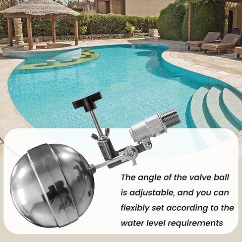صمام تعويم ملء تلقائي لحمام السباحة، صمام تعويم برغي قابل للتعديل من Briidea مع خيط ذكر NPT بديل مقاس 3/8 بوصة، مثالي للنافورة وحمامات السباحة والمنتجعات الصحية وخزانات المياه in Kuwait