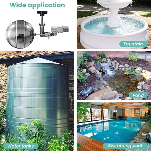 صمام تعويم ملء تلقائي لحمام السباحة، صمام تعويم برغي قابل للتعديل من Briidea مع خيط ذكر NPT بديل مقاس 3/8 بوصة، مثالي للنافورة وحمامات السباحة والمنتجعات الصحية وخزانات المياه in Kuwait