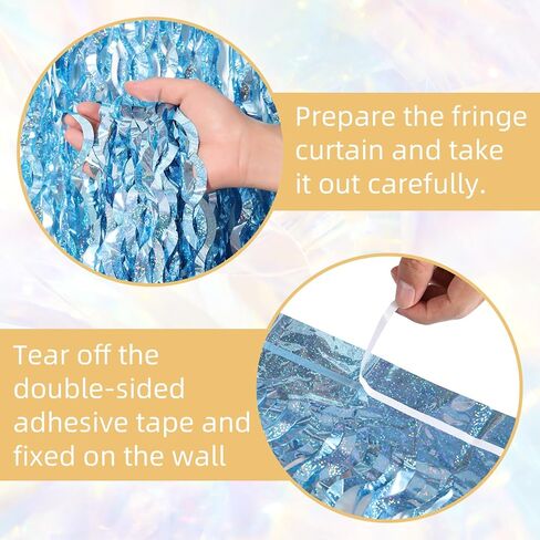 5 Pack Wavy Black Foil Curtain Backdrop 3.2ft x 6.6ft Wavy Tinsel Foil Fringe Curtains Streamer Backdrop Photo Booth Props for Mermaid Birthday Decoration Under The Sea Party Decorations (Black) in Kuwait