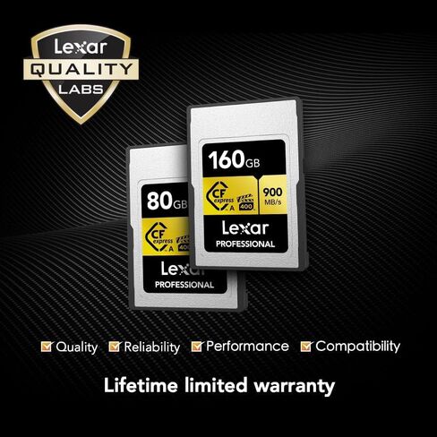 Lexar 80GB Professional CFexpress Type A Gold Series Memory Card, Up to 900MB/s Read, Cinema-Quality 8K Video, Rated VPG 400 (LCAGOLD080G-RNENG) in Saudi Arabia
