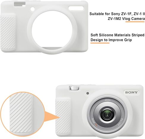 حافظة Canboc لكاميرا Sony ZV-1F/ ZV-1 II/ZV-1M2 الرقمية، غطاء سيليكون ناعم لكاميرا ZV1F، مضاد للخدش، أبيض (الجراب فقط) in Kuwait