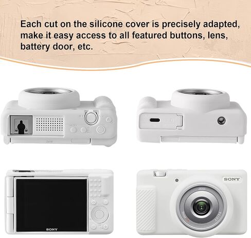 حافظة Canboc لكاميرا Sony ZV-1F/ ZV-1 II/ZV-1M2 الرقمية، غطاء سيليكون ناعم لكاميرا ZV1F، مضاد للخدش، أبيض (الجراب فقط) in Kuwait
