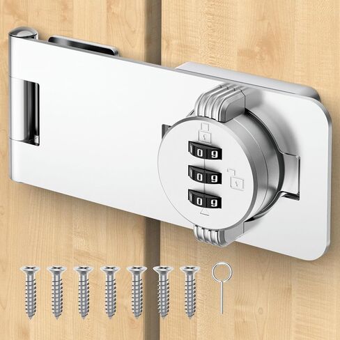 Keyless Cabinet Lock with Combination, Locker Code Lock with 3-Digit Combination, Security Door Lock for Drawers, Lockers, Bifold Doors, Small Doors, Closets, Refrigerators (Silver-1pc) in Saudi Arabia