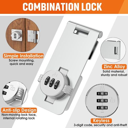 Keyless Cabinet Lock with Combination, Locker Code Lock with 3-Digit Combination, Security Door Lock for Drawers, Lockers, Bifold Doors, Small Doors, Closets, Refrigerators (Silver-1pc) in Saudi Arabia
