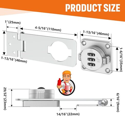 Keyless Cabinet Lock with Combination, Locker Code Lock with 3-Digit Combination, Security Door Lock for Drawers, Lockers, Bifold Doors, Small Doors, Closets, Refrigerators (Silver-1pc) in Saudi Arabia
