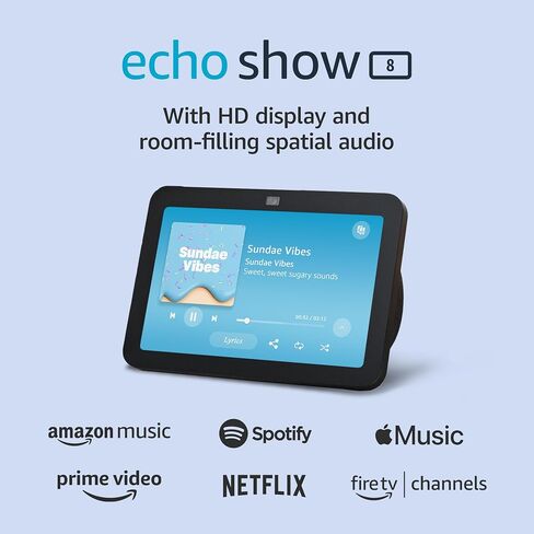 Amazon Echo Show 8 (3rd Gen, 2023 release) | With Spatial Audio, Smart Home Hub, and Alexa | Charcoal in Saudi Arabia