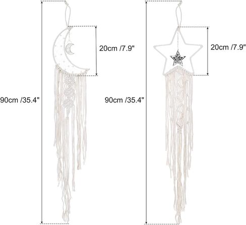 uxcell 2 Pcs Star Moon Dreamcatcher Handmade, Home Decor Dream Catcher Macrame Wall Hanging with Pendant Bohemian Home Decorative for Women, Grandma, Friends, Mother Gift (Black) in Saudi Arabia